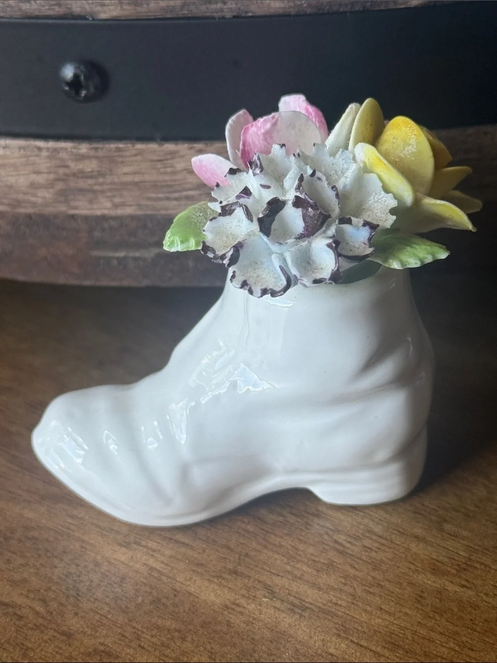 Vintage Royal Doulton Bone China Floral Boot Figurine!